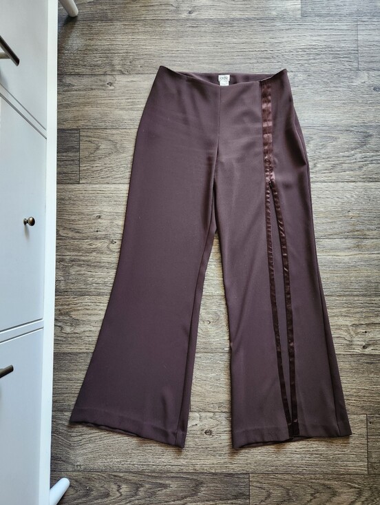 Cache Pants - Cache Y2K Low Waist Brown Wide Leg Front Slit Trouser Pants Size 6